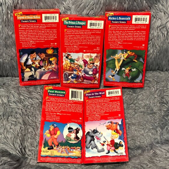 Disney Favorite Stories VHS Tape Lot Of 5 Peter Wolf Sleepy Hollow Beanstalk - Picture 2 of 7